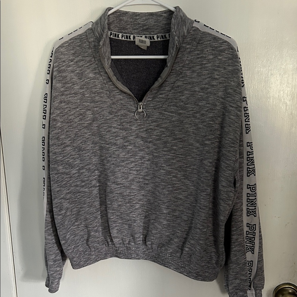 PINK Victoria's Secret Heather Gray Zip-Up Sweater